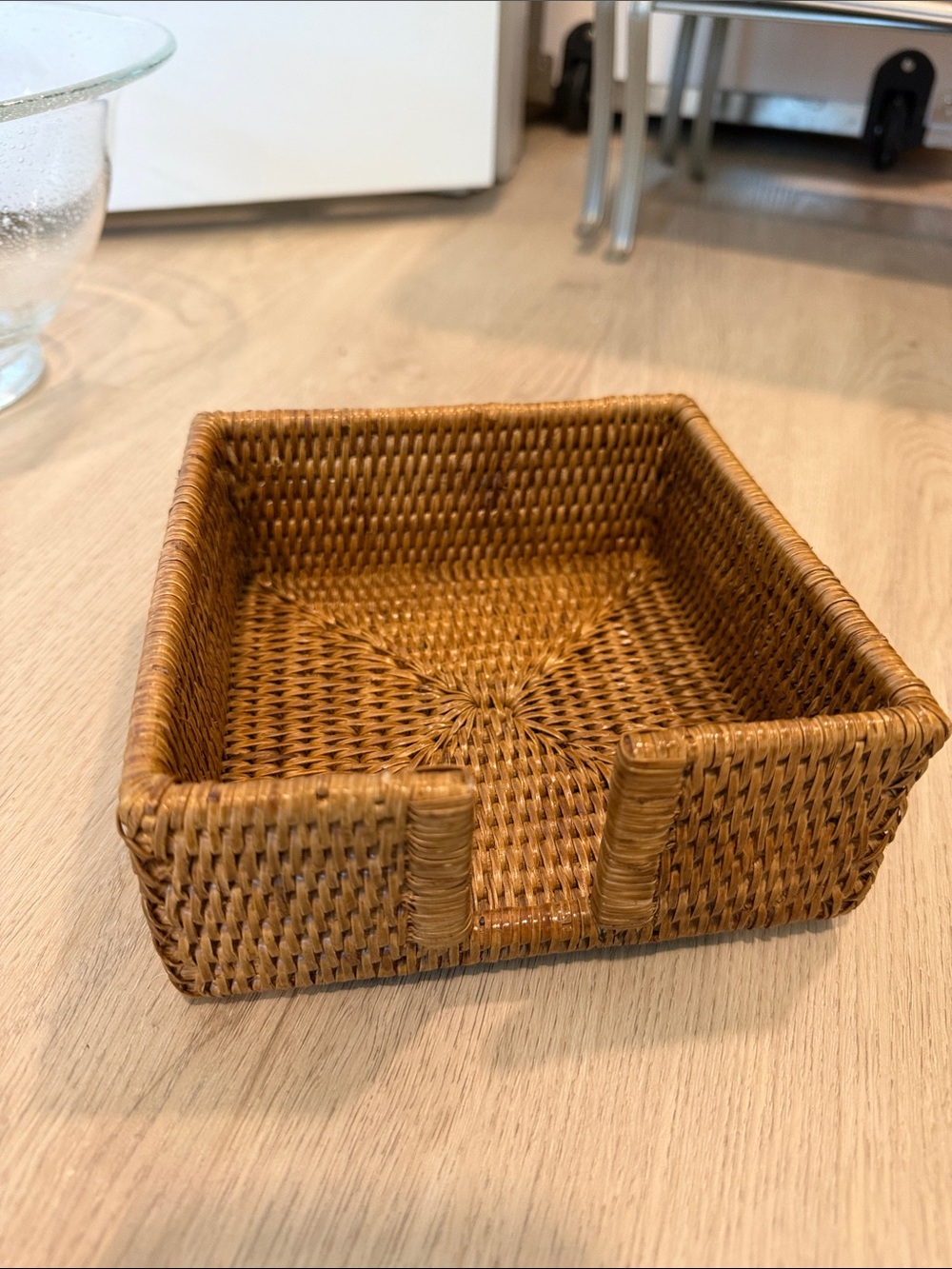 Woven Rattan Square napkin holder - Brown